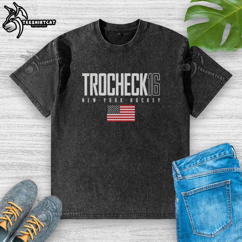 Vincent Trocheck New York Rangers USA Flag Elite Washed T-Shirt showcasing team spirit and style.