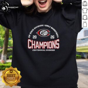 Alt Text: Premium 2026 CIF State Division I Girls Basketball Champions sweatshirt featuring team logo and vibrant design.