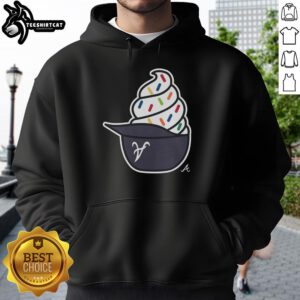 Premium Atlanta Braves Ice Cream Hoodie featuring vibrant team colors and a cozy design, perfect for fans and chilly days.