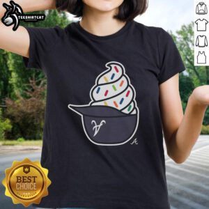 Premium Atlanta Braves ice cream ladies tee featuring a stylish design, perfect for fans and summer wear.