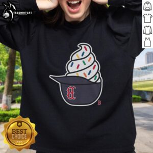 Premium Boston Red Sox ice cream sweatshirt featuring vibrant team colors and logo, perfect for fans and casual wear.