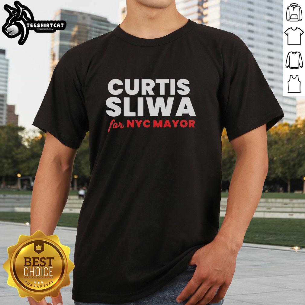 Premium Curtis Sliwa for NYC Mayor T-Shirt featuring bold graphics and vibrant colors, perfect for supporters and fans.