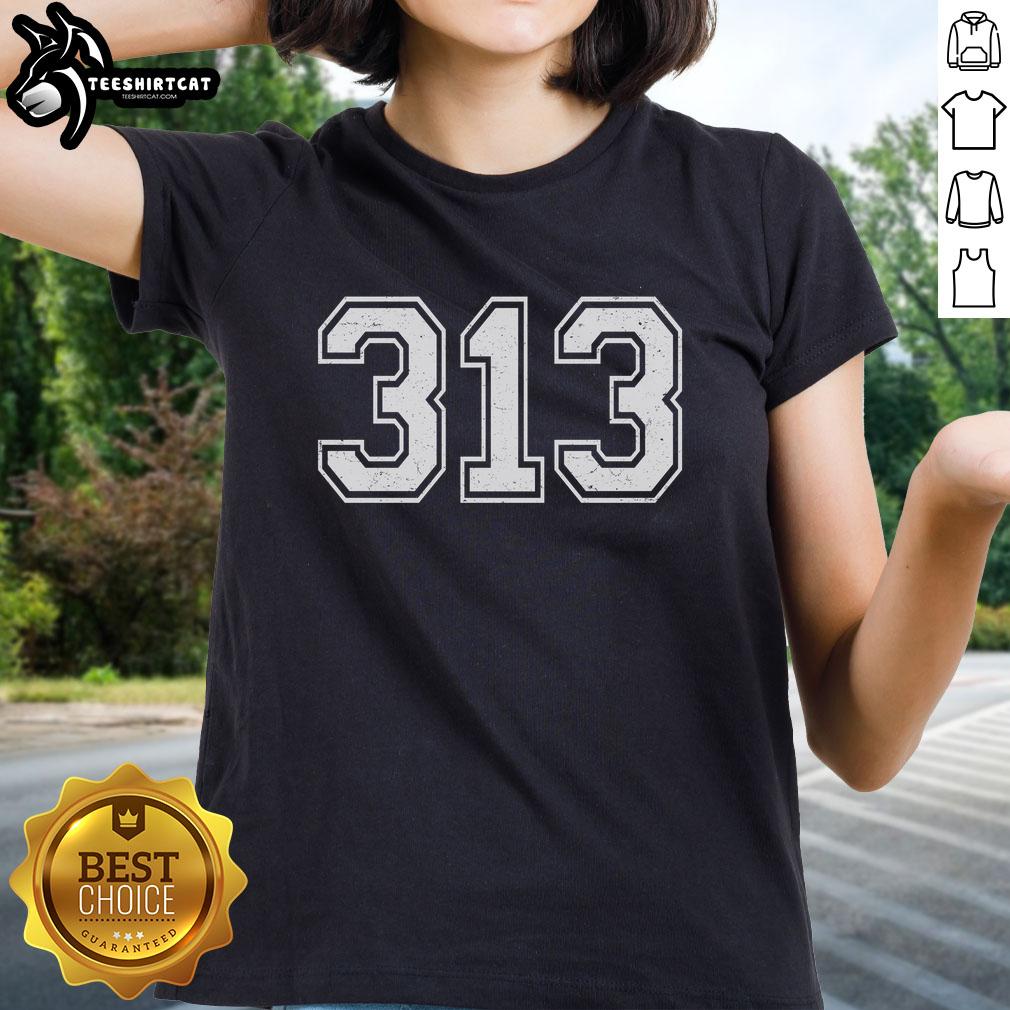 Premium Detroit Michigan Area Code 313 Ladies Tee featuring stylish design and comfortable fit for women.