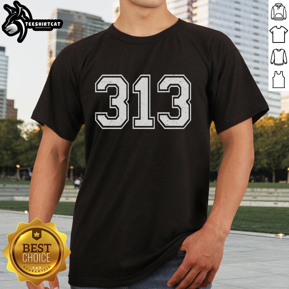 Premium Detroit Michigan Area Code 313 T-Shirt featuring bold graphics and a stylish design, perfect for city pride.