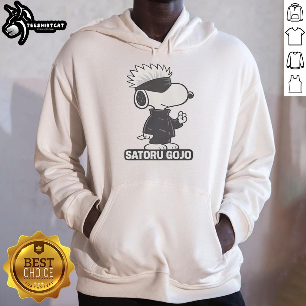 Alt Text: Premium Gojo Satoru Style Snoopy Hoodie featuring a unique design blending anime and classic cartoon elements.