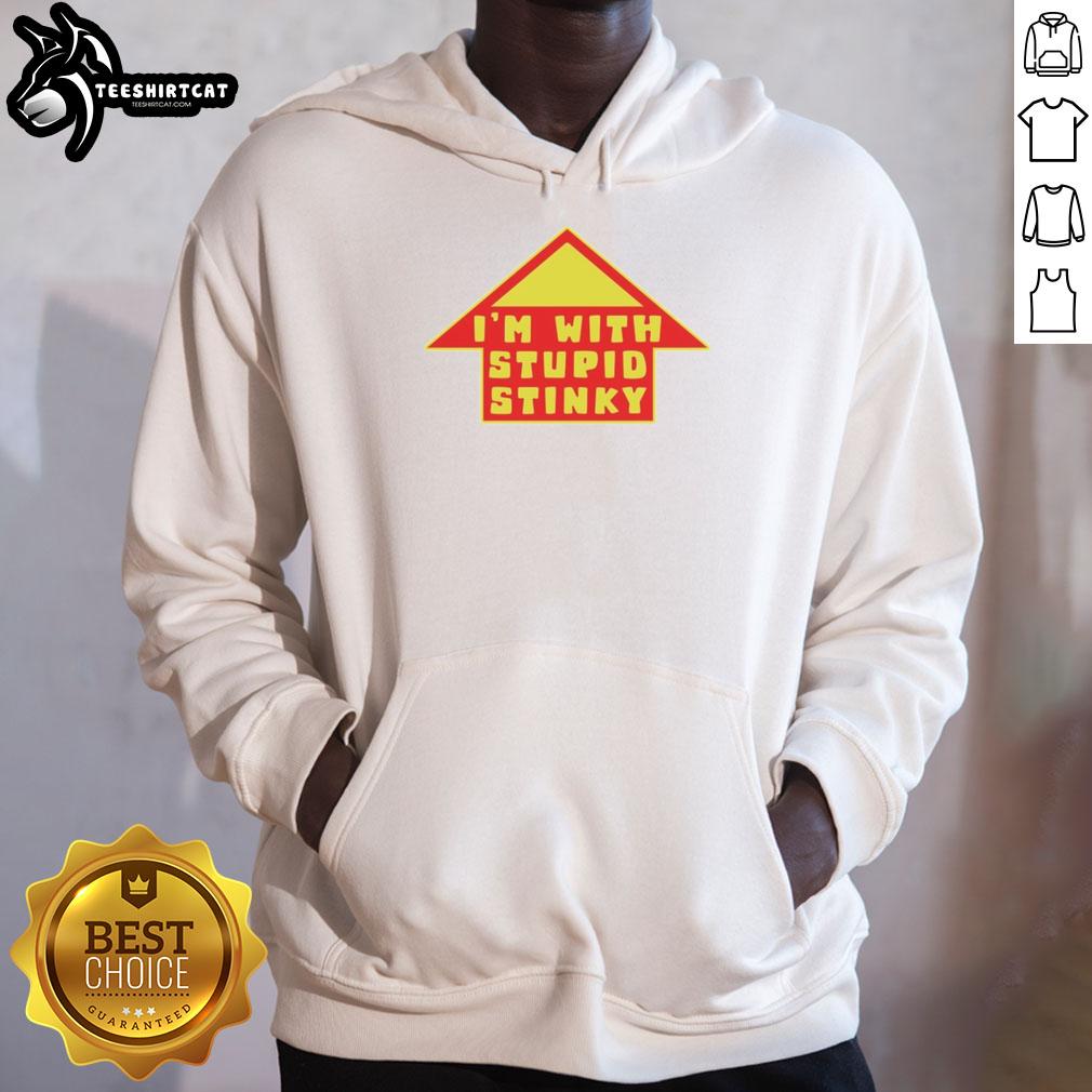 Premium 'Im With Stupid' Stinky Hoodie in vibrant colors, perfect for casual wear and making a fun fashion statement.
