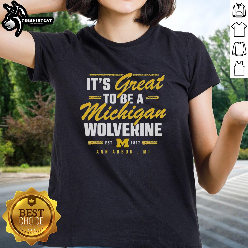 Premium Michigan Wolverines Ann Arbor T-Shirt for ladies, celebrating school spirit since 1817.