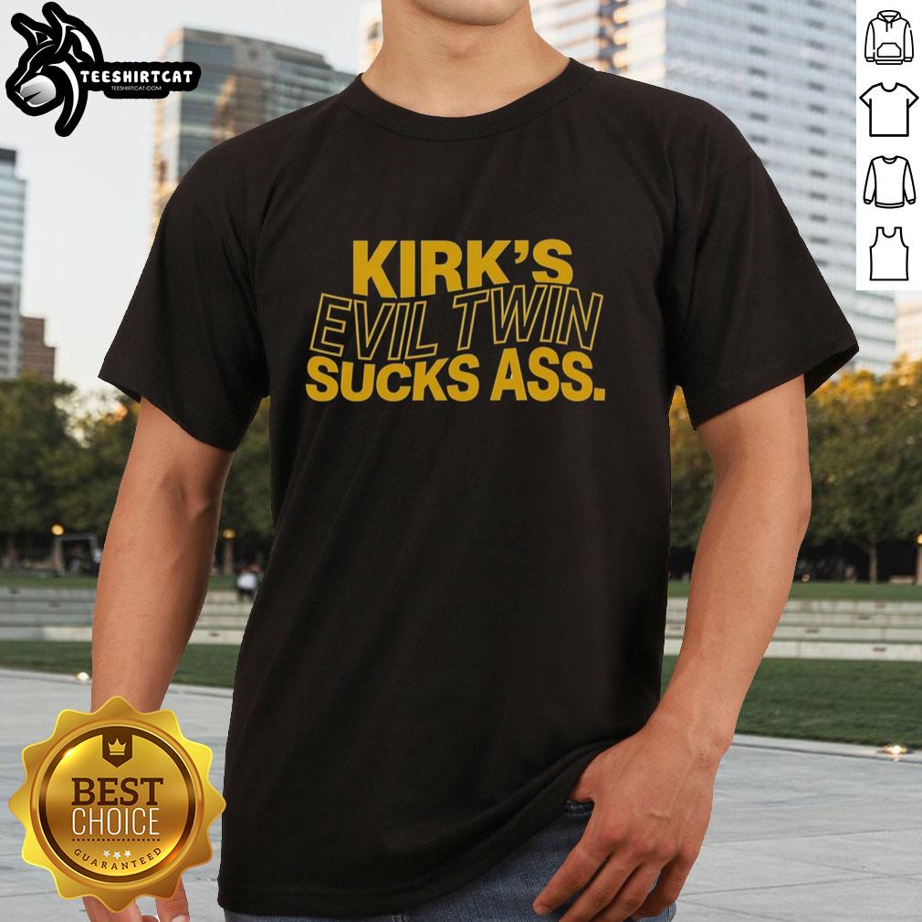 Premium Kirk's Evil Twin Sucks Ass T-Shirt featuring a bold graphic design for unique style and humor.