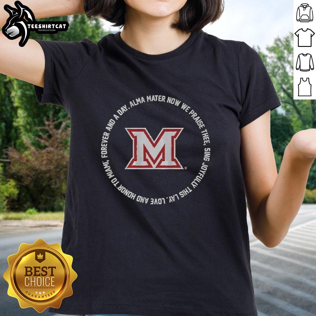 Premium Miami Redhawks basketball fight song lyrics ladies tee in vibrant colors, perfect for fans supporting their team.