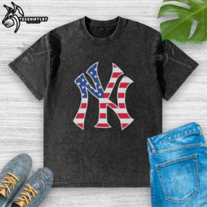 Alt Text: Premium New York Yankees Military Appreciation red, white, and blue washed t-shirt showcasing team pride and patriotism.