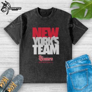 Alt Text: Premium New York's Team St. John's Red Storm washed t-shirt featuring vibrant team graphics and soft fabric.