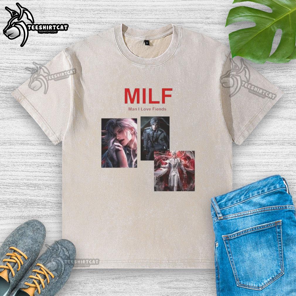 Premium Sylus Milf Man I Love Fiends washed t-shirt featuring a stylish design for casual wear.