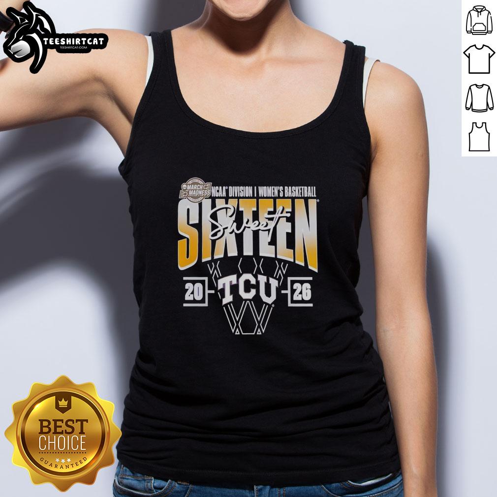 Premium TCU Horned Frogs tank top for 2026 March Madness Sweet 16 NCAA Women's Basketball Tournament, stylish and sporty.