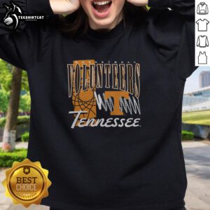 Alt Text: Premium Tennessee Volunteers basketball graphic sweatshirt featuring vibrant team colors and logo design.