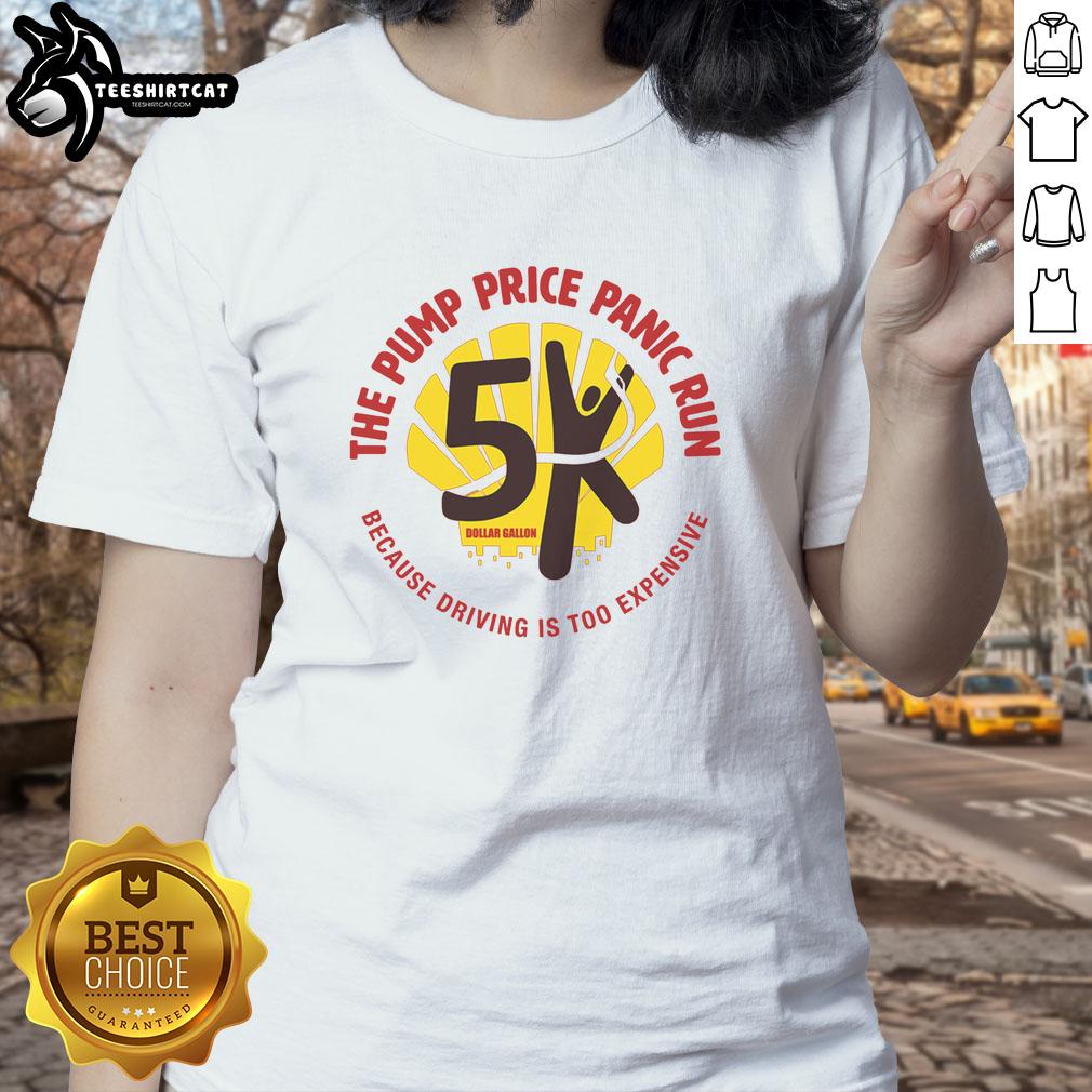 Premium The Pump Price Panic Run Ladies Tee featuring a stylish design for comfort and trendsetting looks.
