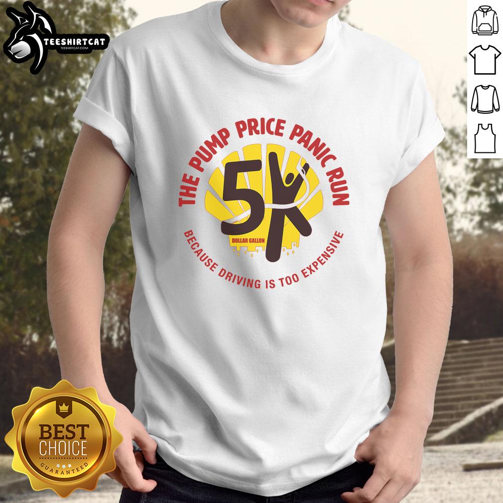 Premium The Pump Price Panic Run T-Shirt featuring a bold design, perfect for running enthusiasts and stylish workouts.