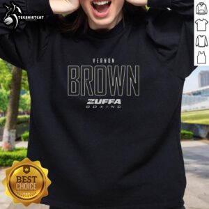 Premium Vernon Brown Zuffa Boxing Elite Sweatshirt in black, showcasing a stylish design for boxing enthusiasts.