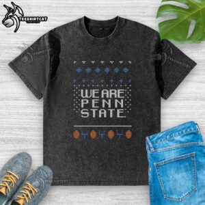 Alt Text: Premium We Are Penn State Nittany Lions washed t-shirt in navy blue, showcasing team spirit and comfort for fans.