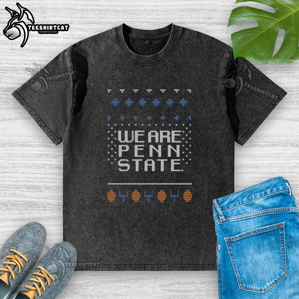 Alt Text: Premium We Are Penn State Nittany Lions washed t-shirt in navy blue, showcasing team spirit and comfort for fans.