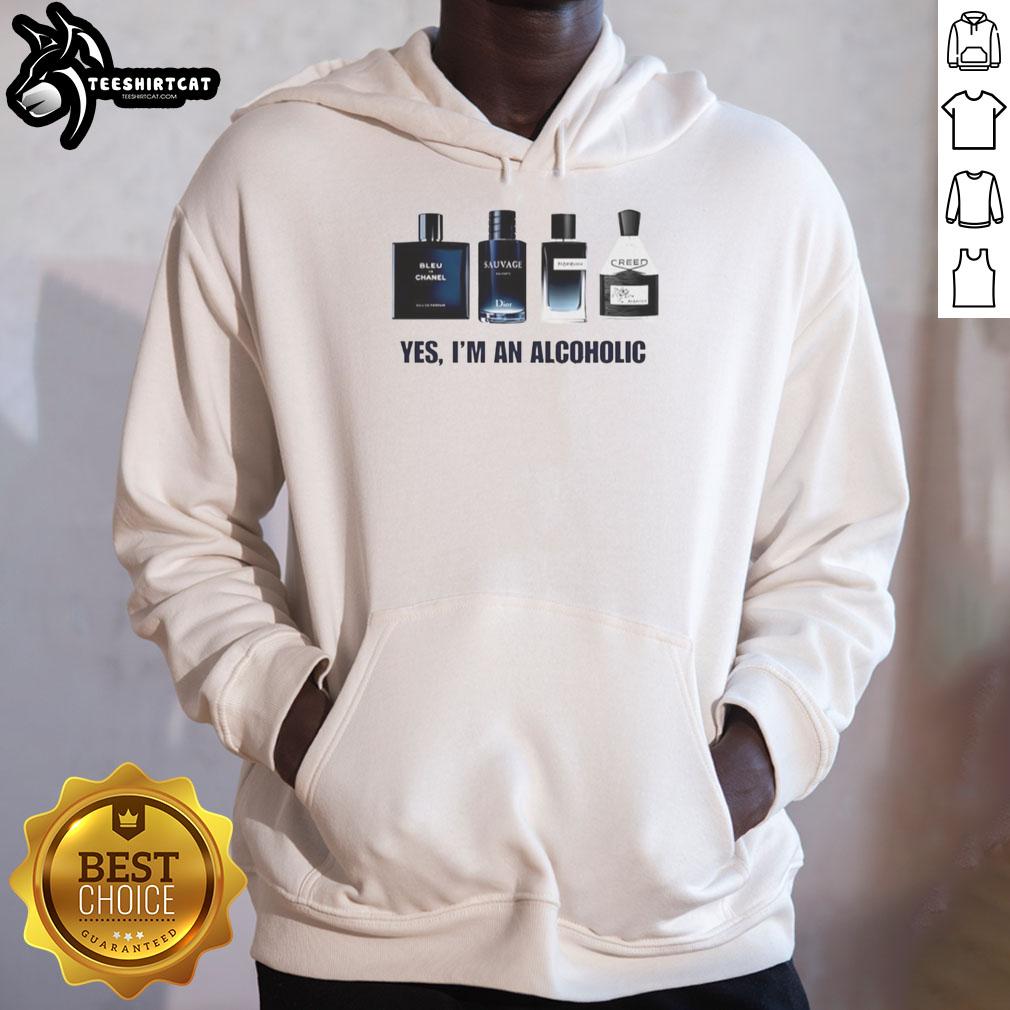Men's Premium 'Yes, I'm an Alcoholic' Perfume Hoodie featuring bold text design, perfect for casual wear.