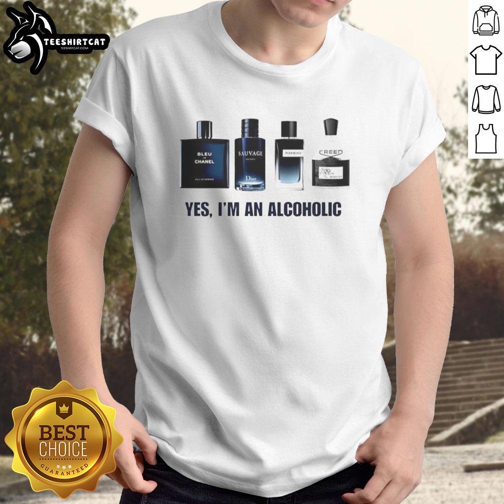 Premium Yes I'M An Alcoholic Perfume Men T-Shirt featuring a stylish graphic design for casual wear.