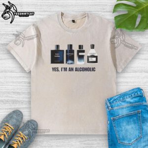 Premium Yes I'm An Alcoholic Perfume Men's Washed T-Shirt featuring a stylish graphic design for casual wear.