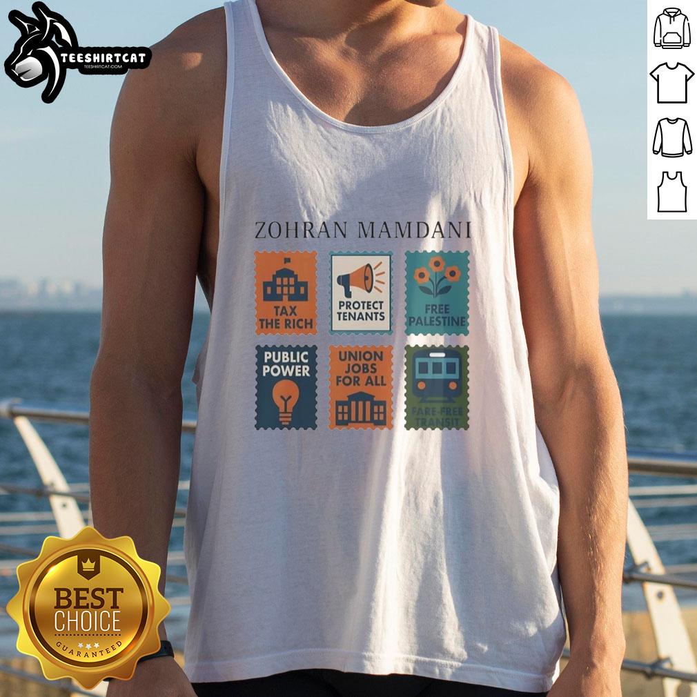 Alt Text: Premium Zohran Mamdani Tax The Rich tank top featuring bold graphics and a stylish design for eco-conscious fashion.