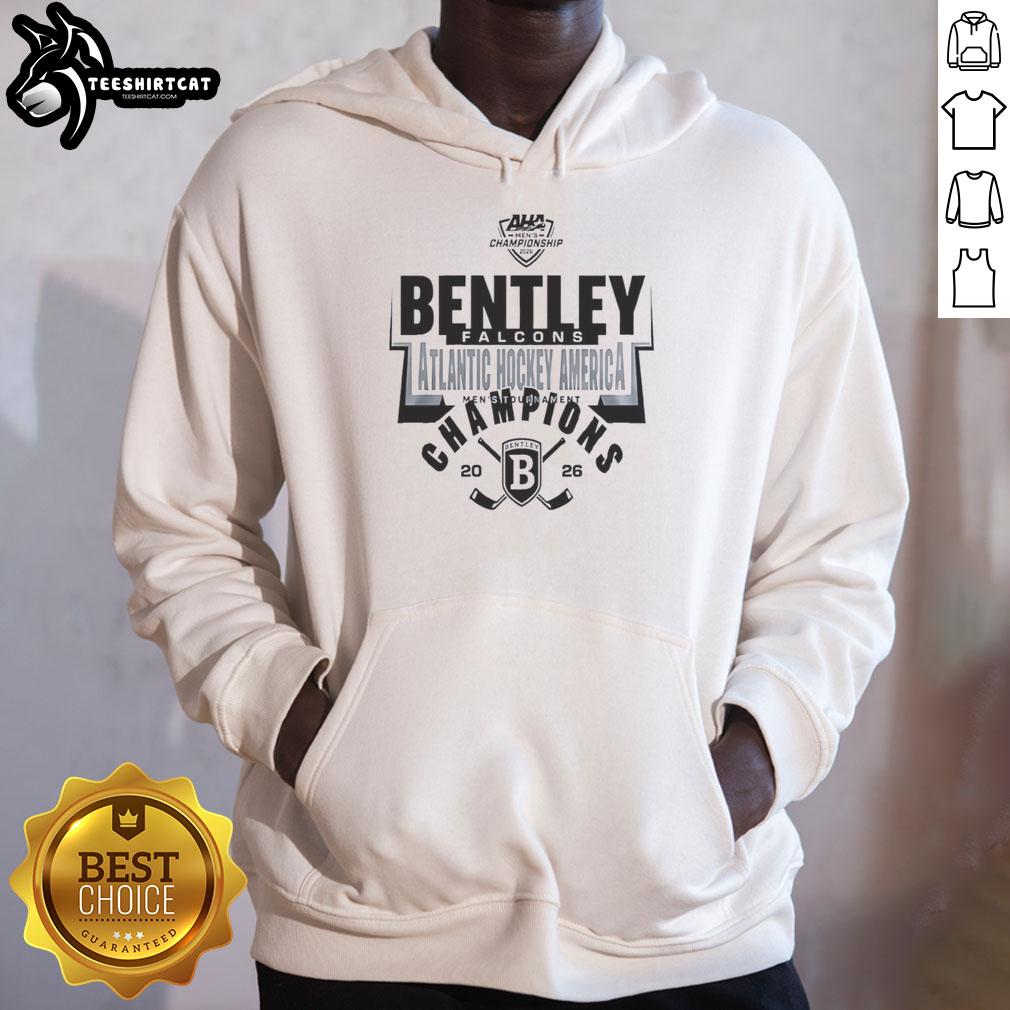Stylish Bentley Falcons Atlantic Hockey Champions hoodie, celebrating back-to-back victories in 2026.