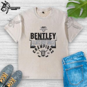 Pretty Bentley Falcons Atlantic Hockey America Champions Back-to-Back 2026 washed t-shirt showcasing team pride and style.