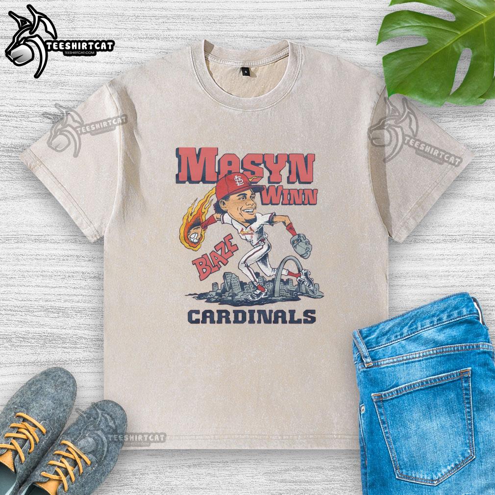 Alt Text: Pretty Cardinals Masyn Winn Blaze Washed T-Shirt featuring a vibrant design and comfortable fit for sports fans.