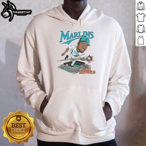 Gary Sheffield wearing a stylish Florida Marlins hoodie, showcasing team pride and vibrant colors in a casual setting.