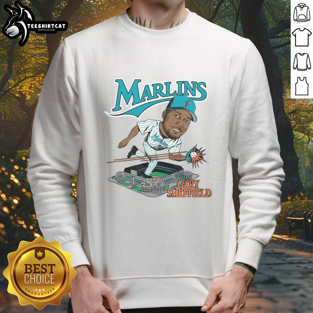 Stylish Florida Marlins Gary Sheffield sweatshirt featuring vibrant team colors and logo, perfect for baseball fans.
