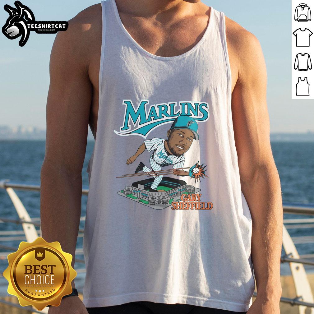 Gary Sheffield wearing a stylish Florida Marlins tank top, showcasing team spirit and summer fashion.