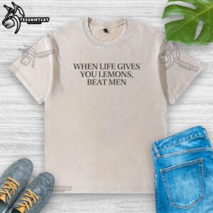 Pretty When Life Gives You Lemons Beat Men Washed T-Shirt featuring vibrant lemon graphics on a stylish, comfortable tee.