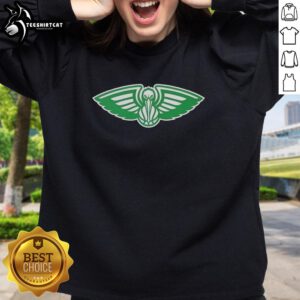 Stylish New Orleans Pelicans white logo sweatshirt for St. Patrick's Day, perfect for fans celebrating in style.
