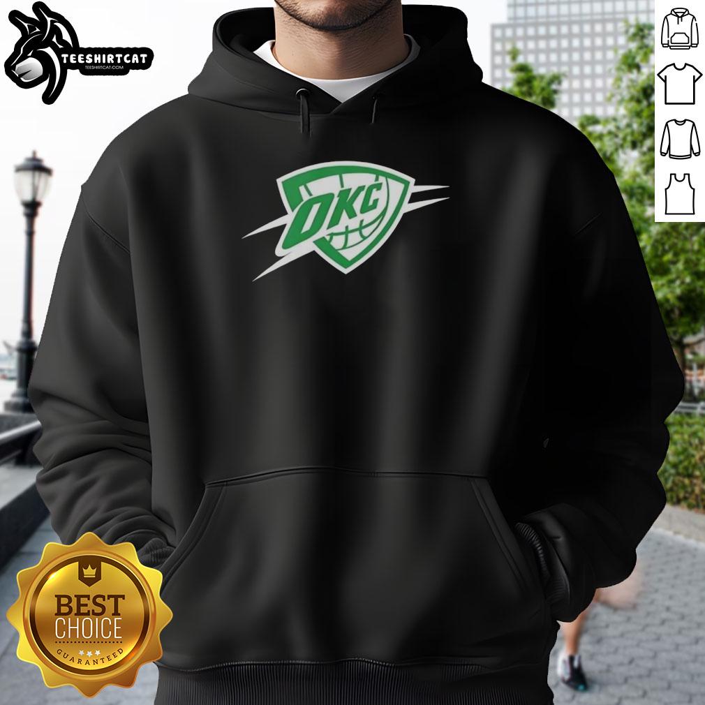 Oklahoma City Thunder white logo hoodie for St. Patrick's Day, featuring a festive design and team branding.