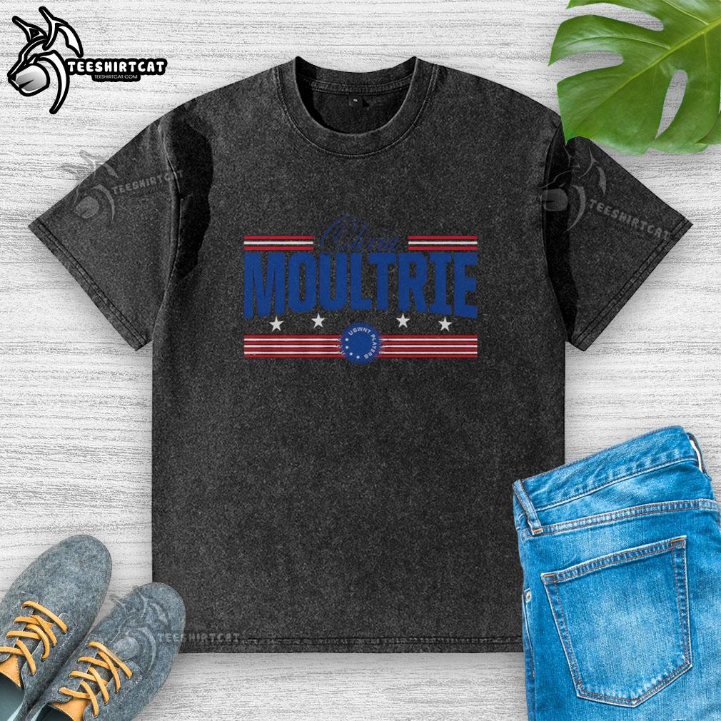 Alt Text: Olivia Moultrie Stars and Stripes washed t-shirt, featuring a stylish design ideal for casual wear and sports fans.