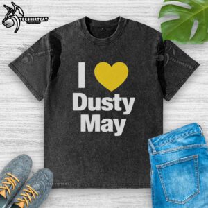 Alt Text: Awesome I Heart Dusty May T-Shirt celebrating the best National Championship coach in stylish design.