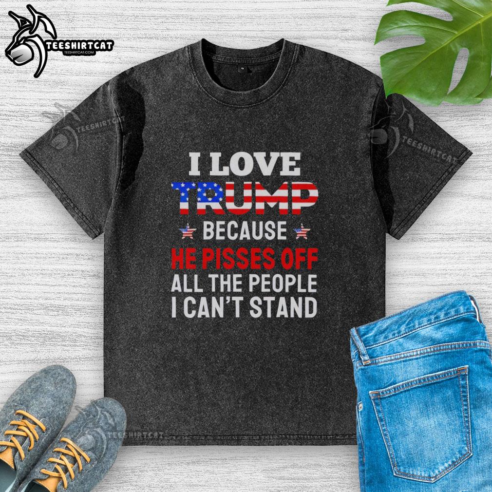 Awesome I Love Trump T-Shirt featuring a bold message for those who enjoy provoking othersperfect for political enthusiasts.