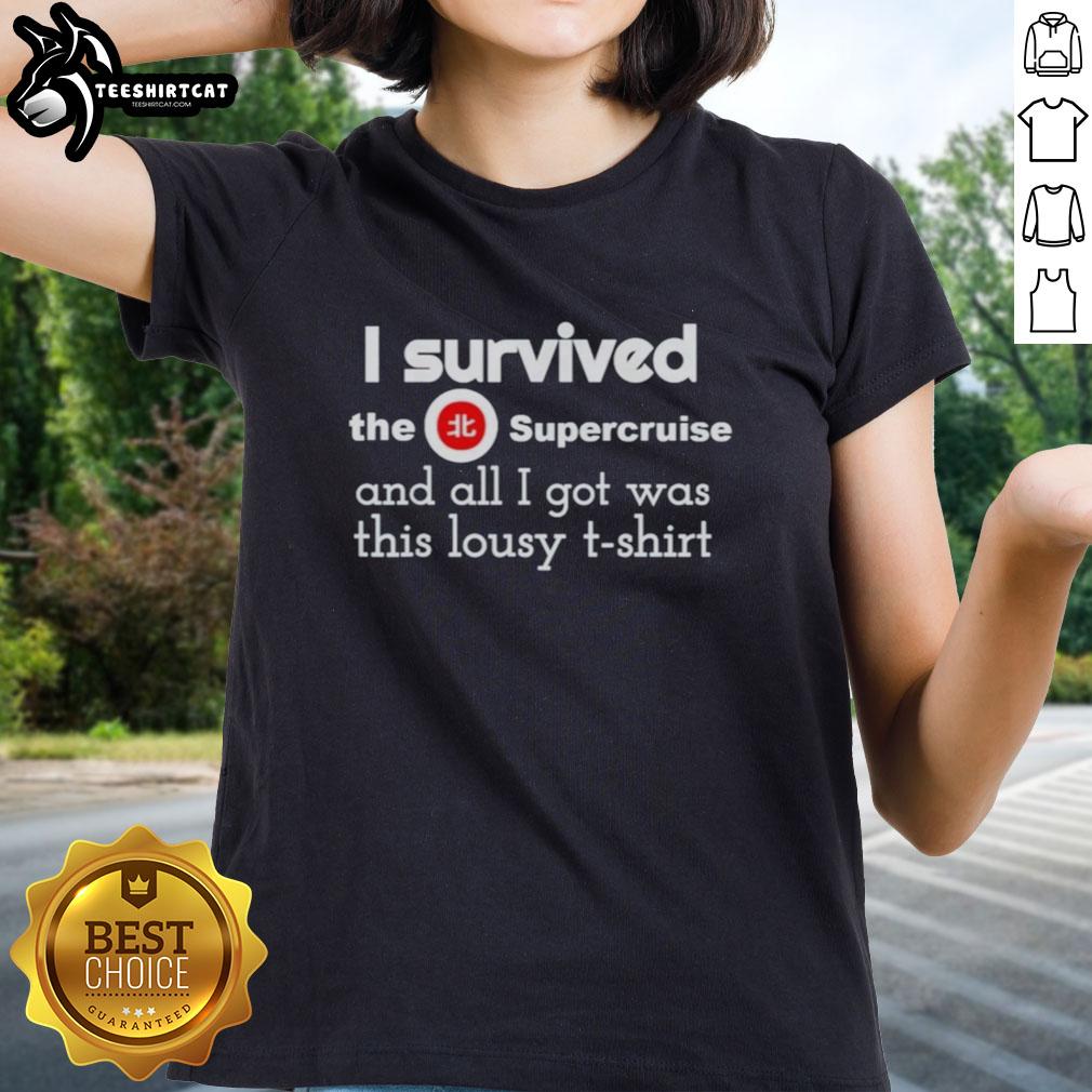 Awesome I Survived The Supercruise Ladies Tee with fun graphic design, perfect for cruise enthusiasts and souvenirs.
