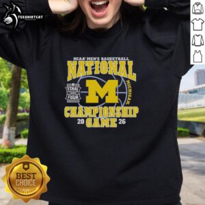 Awesome Michigan Wolverines NCAA Men's Basketball 2026 National Championship Game sweatshirt in navy blue.