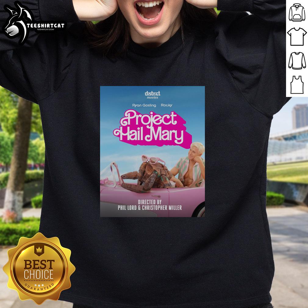 Ryan Gosling in an Awesome Project Hail Mary Barbie movie mashup sweatshirt, showcasing a unique and creative design.