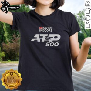 Awesome Swiss Indoors Basel ATP 500 ladies tee featuring vibrant design and comfortable fit for tennis fans.