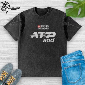 Awesome Swiss Indoors Basel ATP 500 washed t-shirt featuring vibrant colors and stylish design for tennis fans.