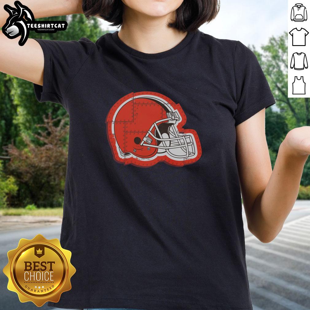 GooCleveland Browns Rivet Logo Ladies Tee featuring a stylish design for women fans of the Cleveland Browns.