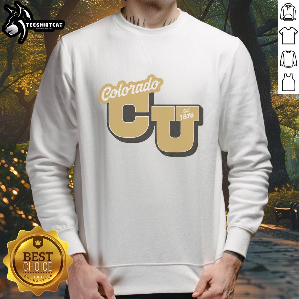 Good Colorado Est 1876 Old Gold Sweatshirt showcasing vintage style and comfort, perfect for Colorado enthusiasts.