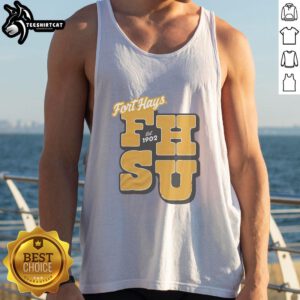 Good Fort Hays Est 1902 Gold Tank Top featuring a stylish design, perfect for casual wear and summer outfits.