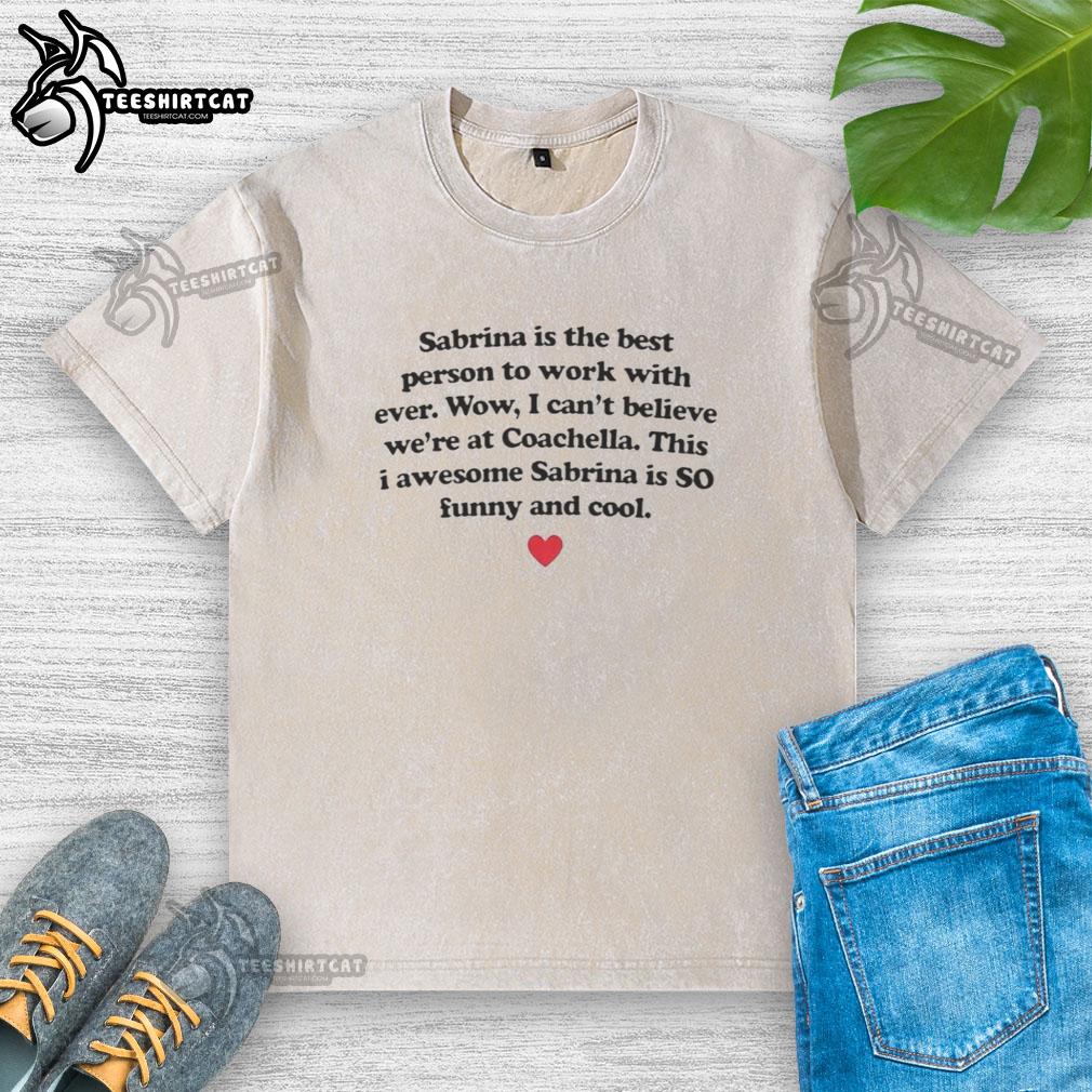 Good Sabrina in a stylish washed t-shirt, showcasing her friendly demeanor as the best person to work with ever.