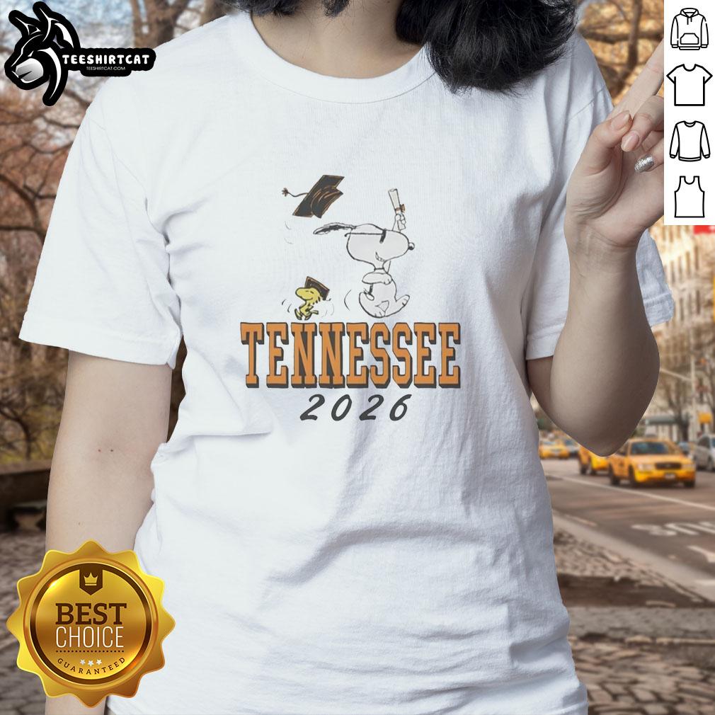 Good Snoopy and Woodstock cartoon tee celebrating University of Tennessee Graduation 2026 for ladies.