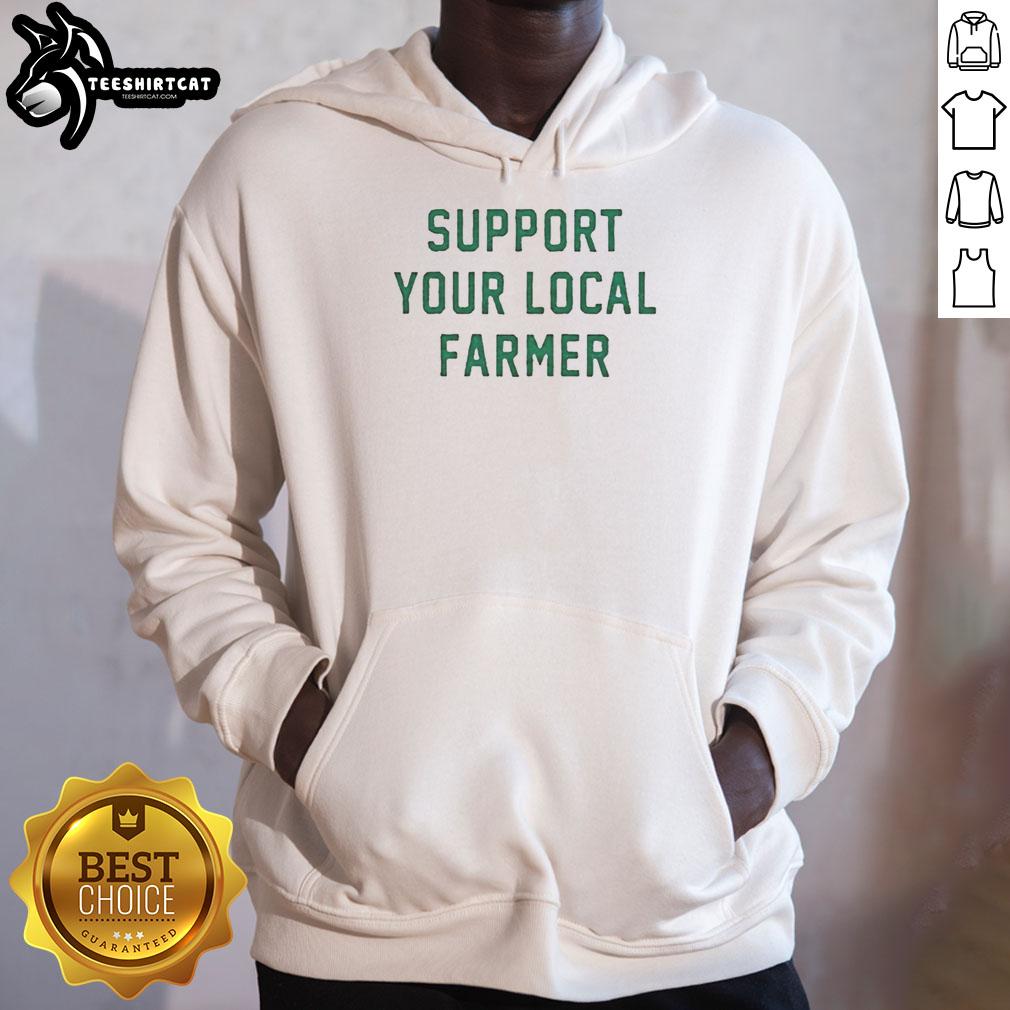 Vintage hoodie promoting local agriculture with 'Support Your Local Farmer' graphic, perfect for eco-conscious fashion lovers.